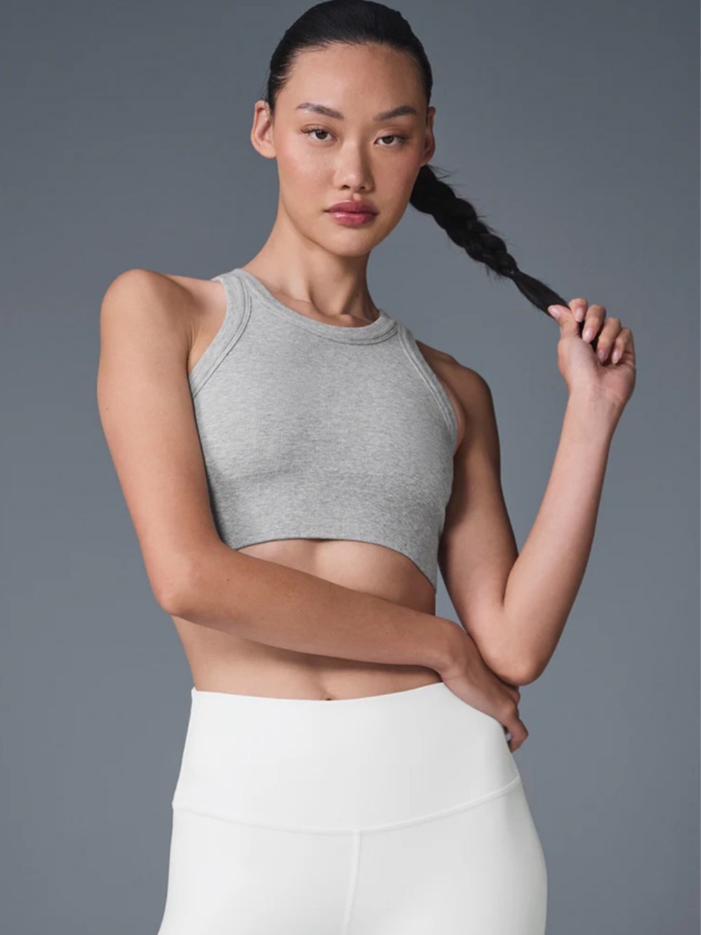 Alo Seamless Delight High Neck Sports Bra - Grey